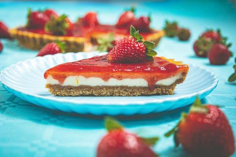 strawberry cheesecake on a plate