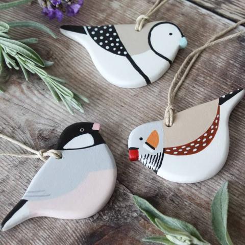 clay bird ornaments