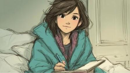 Anime girl with sketchbook