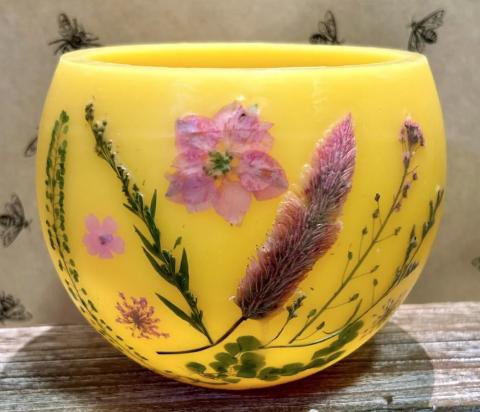 Beeswax Luminary with pressed flowers