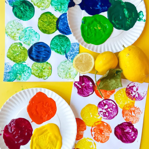 colorful lemon print artwork