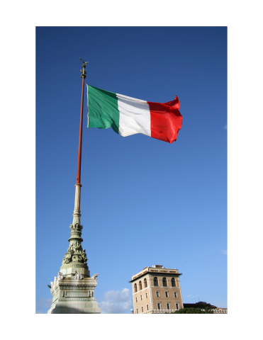 Italian flag on a blue background.