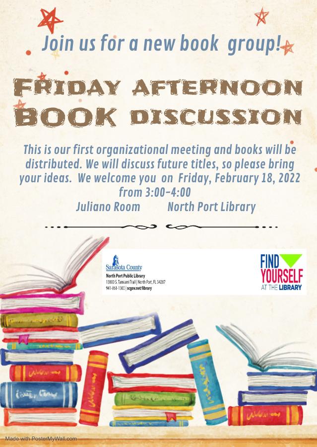 Friday Afternoon Book Discussion 3:00-4:00