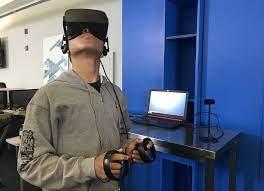 Teenager using a vr headset