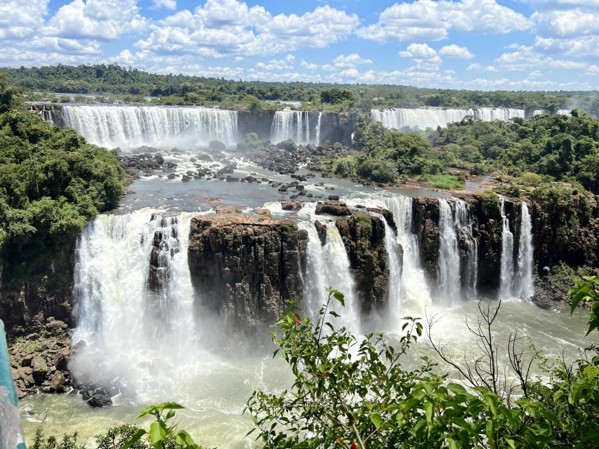 Photo of a double water fall in South America
