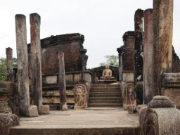 Picture of the Vatadage structure in Sri Lanka shows Buddha.