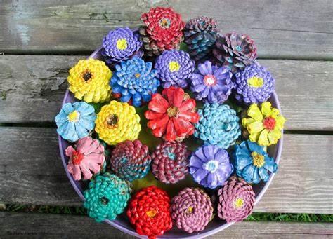 painted pinecone flowers 