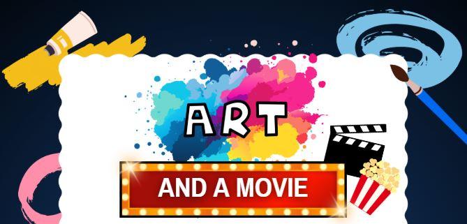 Art and a movie with popcorn and splashes of color