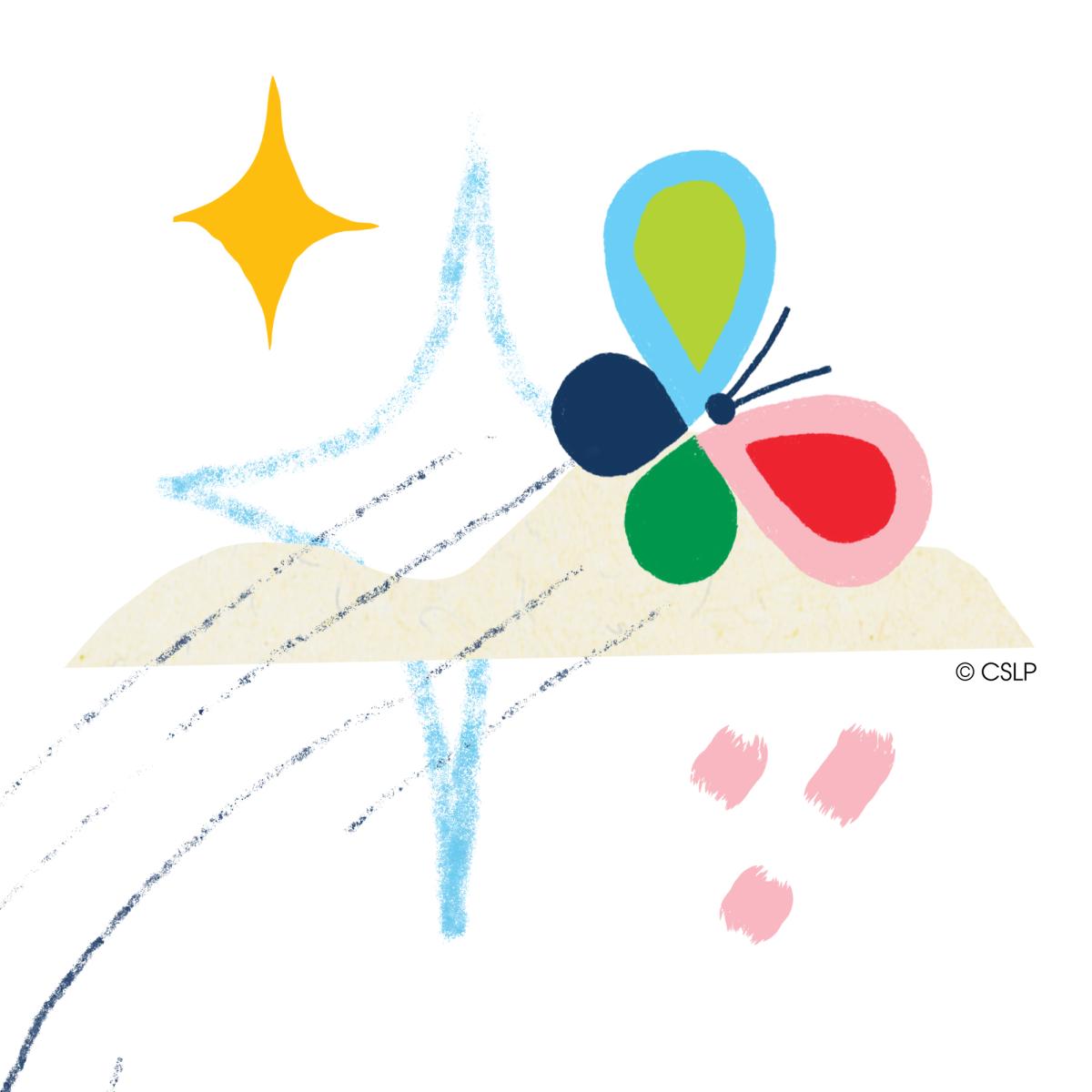 Drawing of a colorful butterfly 