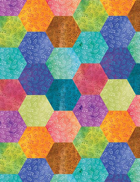 colorful hexagon quilt pieces