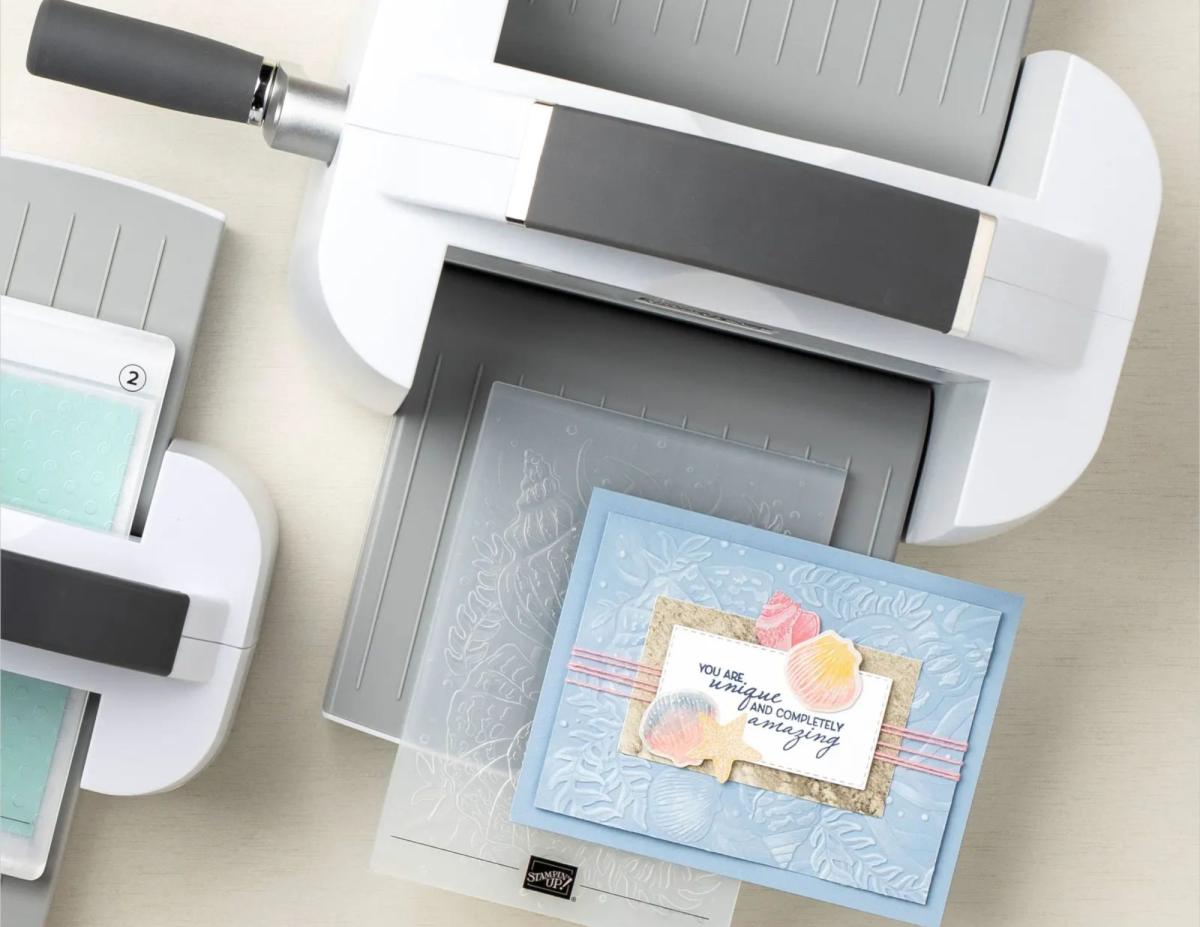 Handmade card with an embossing machine