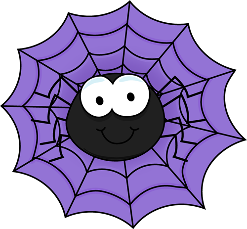a cartoon spider on a purple web