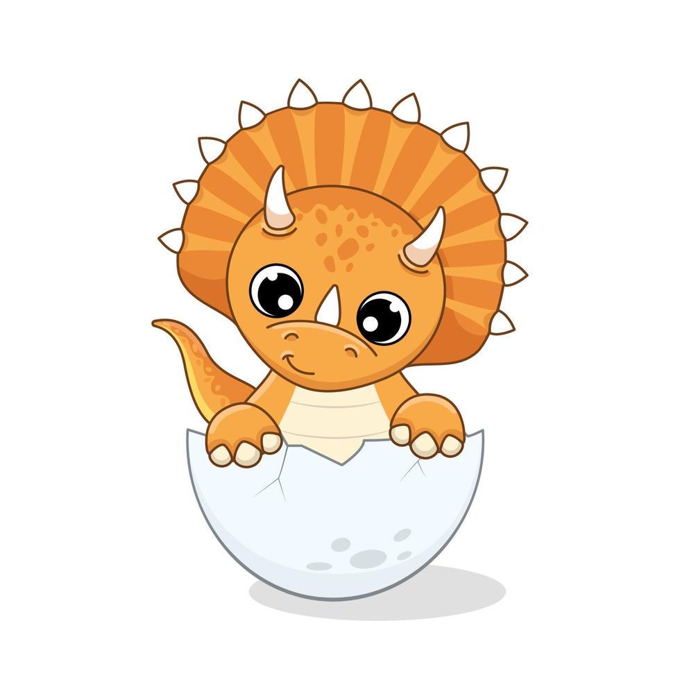 Small orange dinosaur coming out of an egg 