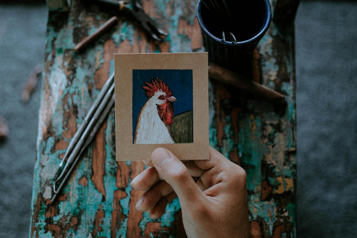 card with rooster