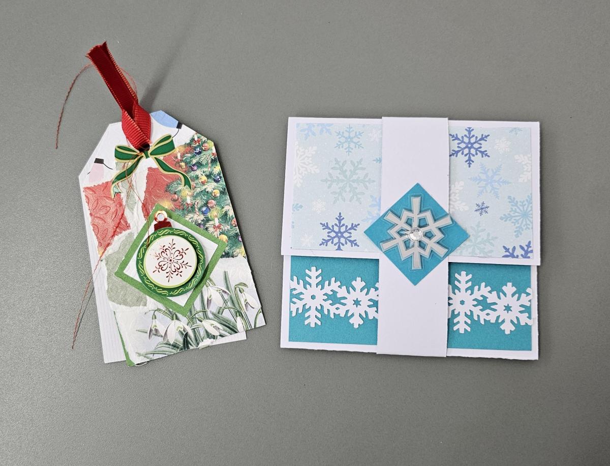 A handmade gift tag and card.