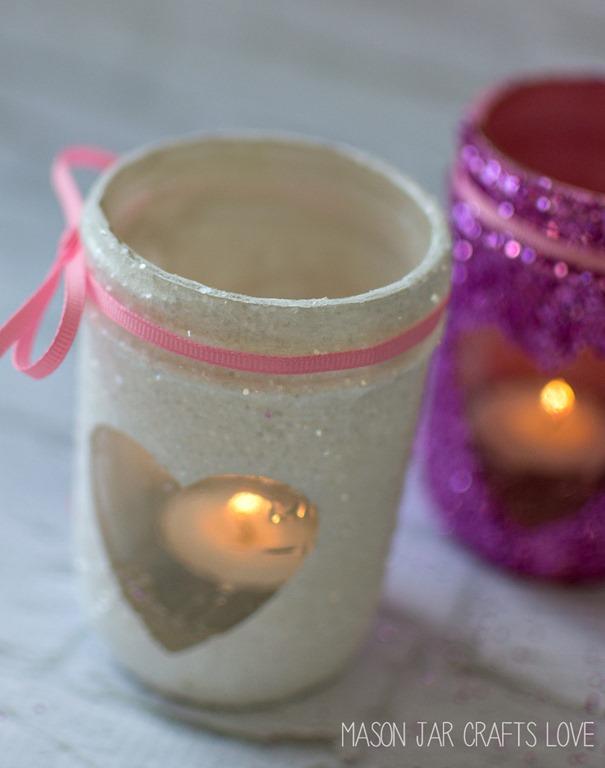 glittered mason jars for votives