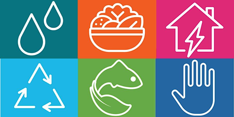 A group of icons related to green living. 