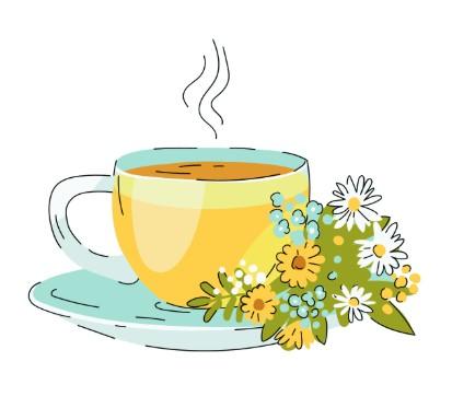 A drawing of tea and flowers