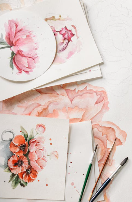 watercolor pink flowers